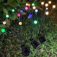 Сонячний ліхтар для саду 70см 6 LED / Садовий світильник Світлячок різнобарвний 2шт Jam6554 фото