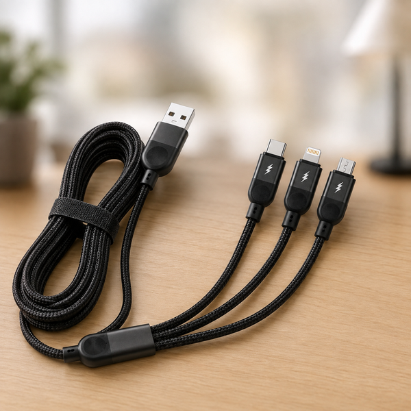 Кабель 3 в 1 для заряджання USB з роз'ємами Type-C, Lightning та Micro USB / Кабель швидка зарядка до 6A 26X-202 5095089 фото