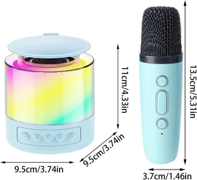 Портативна акустична колонка K19 з Bluetooth та LED-підсвічуванням для караоке бірюзовий G6320 фото