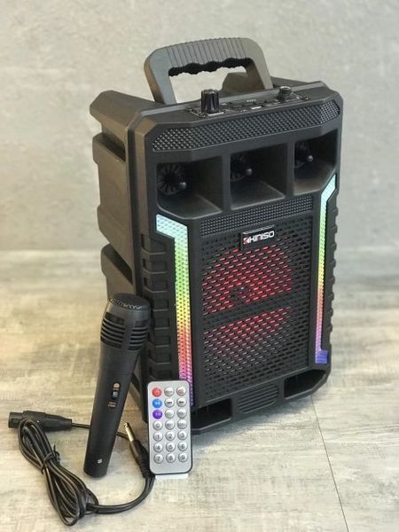 Портативна колонка Kimiso QS-627 з мікрофоном та світломузикою G857 фото