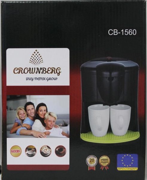 Крапельна кавоварка Crownberg CB-1560 600 Вт з чашками sa1560 фото