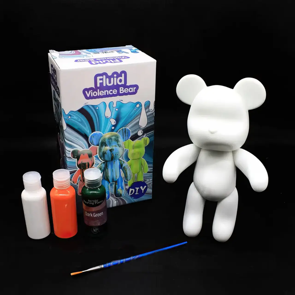 Флюїдний ведмедик DIY Creative Fluid Bear, 23см, з фарбами 3 шт. / Набір розмальовка для творчості ведмежа 2357218r4 фото