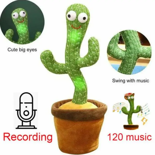 Кактус що танцює, світло-музична іграшка , Dancing Cactus TikTok кактус у вазоні 34 см 2195520158 фото