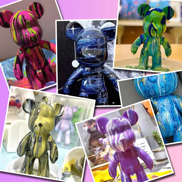 Флюїдний ведмедик DIY Creative Fluid Bear, 23см, з фарбами 3 шт. / Набір розмальовка для творчості ведмежа 2357218r4 фото