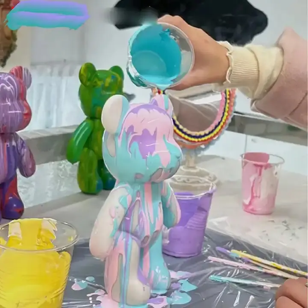Флюїдний ведмедик DIY Creative Fluid Bear, 23см, з фарбами 3 шт. / Набір розмальовка для творчості ведмежа 2357218r4 фото