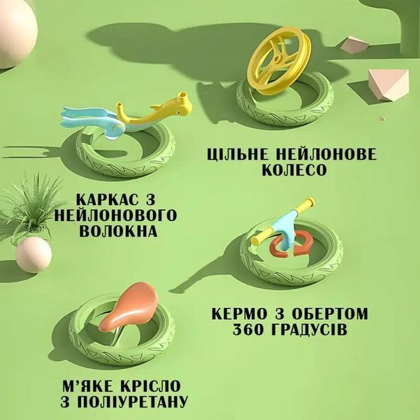 Велобіг з дельфіном, складаний беговел від 2 до 5 років, надувні колеса 12", навантаження до 40 кг, ВА03 4 кг VEN-F001 фото