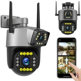 Поворотна WiFi камера Qettopo V380 / Вулична IP камера відеоспостереження 8Мп, 2 об'єктиви G5899 фото
