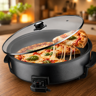 Сковорода для піци Pizza pan R.5405 RAF / Електросковорода для піци з антипригарним покриттям / Сковорода з кришкою та термостатом 1500W 2055179 фото