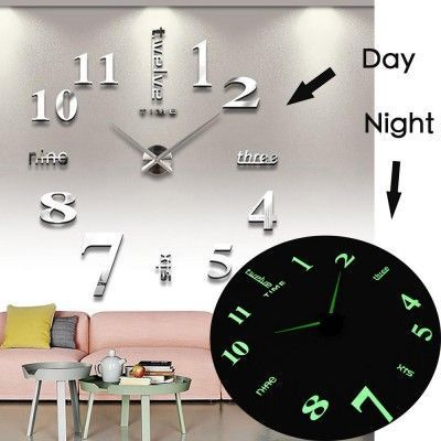 Великий настінний годинник Horloge 3D DIY кварц 27/37/47 55 см. Світяться вночі 205123 фото
