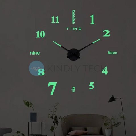 Великий настінний годинник Horloge 3D DIY кварц 27/37/47 55 см. Світяться вночі 205123 фото