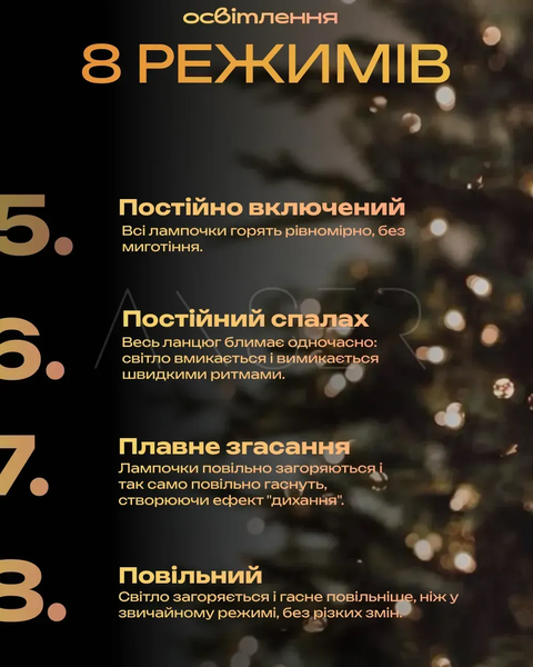 Гірлянда Роса 200 м із холодним білим світлом &ndash; зелена нитка, пульт, 8 режимів G5836 фото