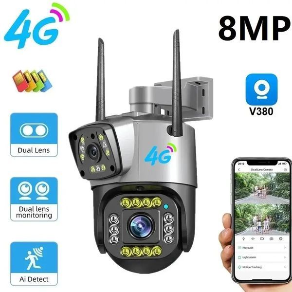 Камера відеоспостереження 4G під сім SIM-карту 8 Мп, IP камера з подвійною лінзою обертова MA-288 фото