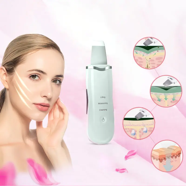Ультразвуковий скраббер портативний для чищення обличчя Face Cleaner 8816 / Очищувач порів / Скрабер ліфтинг МА-452 фото