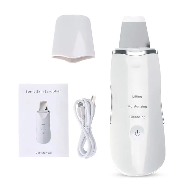 Ультразвуковий скраббер портативний для чищення обличчя Face Cleaner 8816 / Очищувач порів / Скрабер ліфтинг МА-452 фото