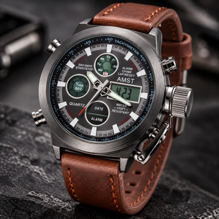 Часы AMST Watch Коричневый / Часы водостойкие со стальным корпусом / Аналоговые наручные часы G1330 фото