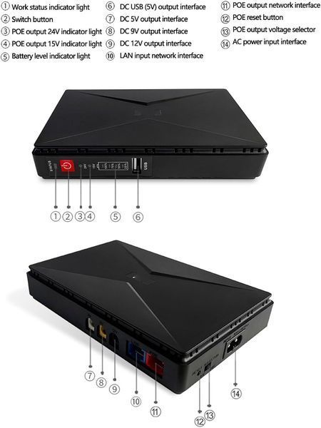 Міні-ДБЖ Andowl Q-UP900X1 &ndash; безперебійник 10000 mAh для Wi-Fi роутера, модему, IP-камер та LED-освітлення G6795 фото