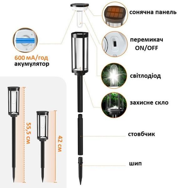 Комплект світильників для газону Solar Lawn Light Shinedo Y246 warm white комплект 2 шт MA-352 фото