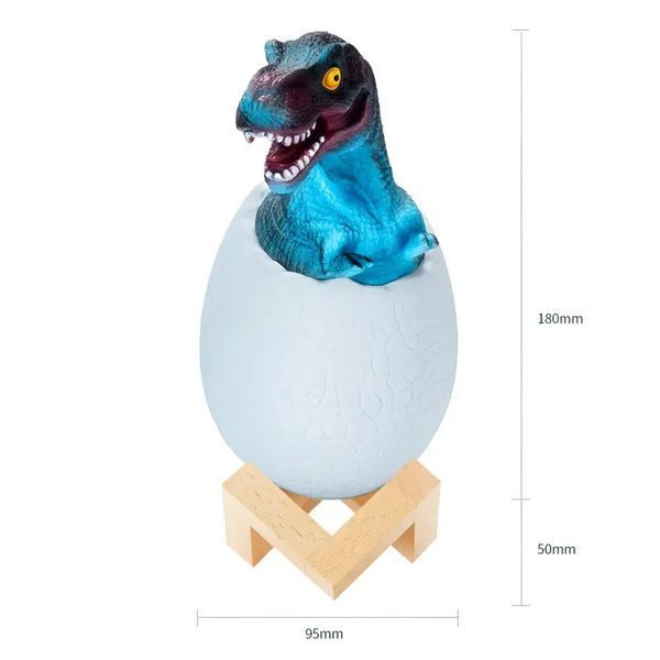 Дитячий світильник SUNROZ 3D Dinosaur Lamp лампа-нічник "Динозаврик у яйці" з пультом ДУ 205000000 фото
