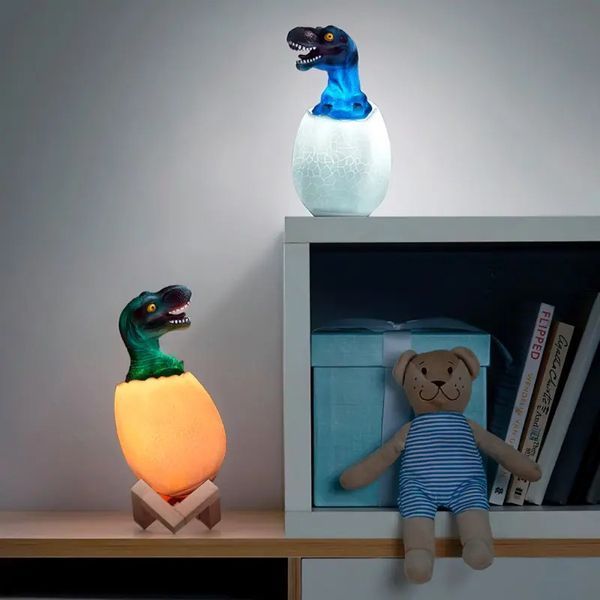 Дитячий світильник SUNROZ 3D Dinosaur Lamp лампа-нічник "Динозаврик у яйці" з пультом ДУ 205000000 фото