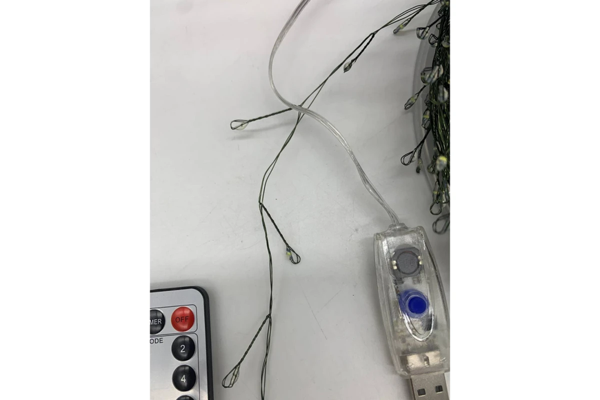 Гірлянда Роса на котушці феєрверк - мішура від USB, 50м, 1500LED + пульт Білий G5826 фото