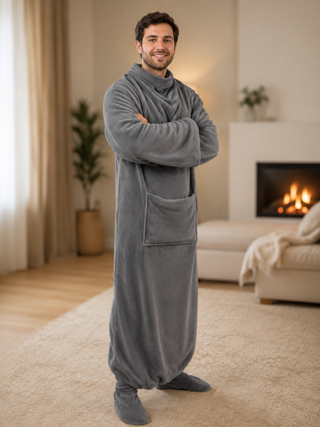Плед-халат довгий з кишенею Oversize / Плед-халат довгий з кишенями сірий / Плед 140х170 см 2018900 фото
