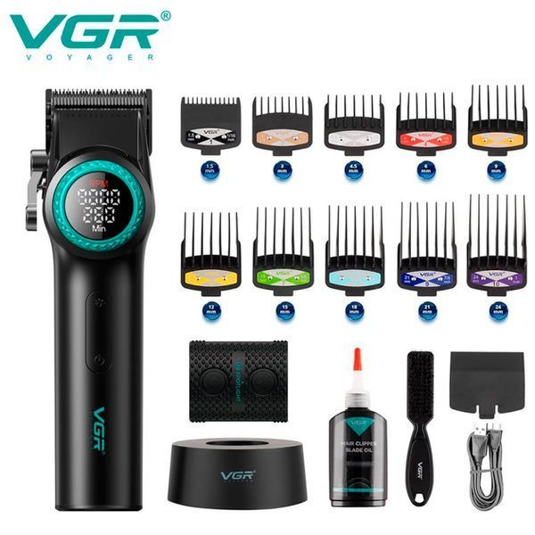 Акумуляторна машинка для стрижки VGR V-001, 10 насадок, 9000 RPM, АКБ 4600 mAh, LED дисплей 239V-001 фото