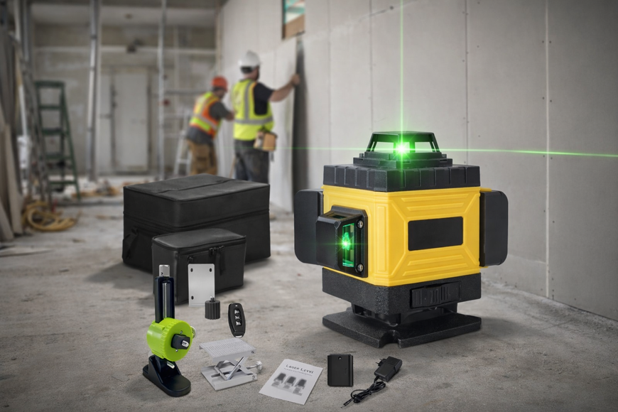 Лазерний 4D 16-лінійний нівелір жовтий 24V 5Ah, самовирівнюється рівень для вимірювання перетину 16 променів на 360 в сумці G9532 фото