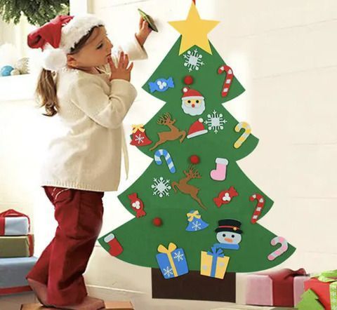 Дитяча ялинка з іграшками з фетру на стіну 95 х 70см Chrismas Free G8179 фото