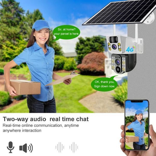 4K Бездротова камера Solar WI-FI , подвійний об'єктив, нічне бачення V380 Pro CCTV 8MP G6555 фото