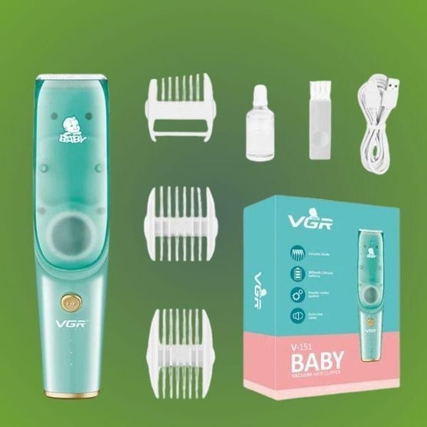 Безшумна машинка для стрижки дітей та немовлят VGR Baby V-151, Бездротовий тример 3 насадки з витяжкою 239V-151 фото