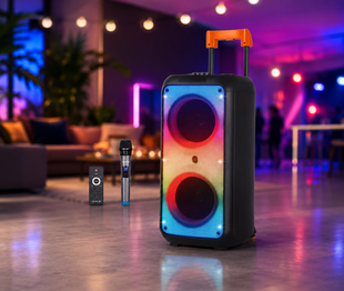 Портативна акустика ZXX-1095 80Вт / Колонка 2&times;8дюйма Bluetooth/USB/TF/AUX, FM, LED / Переносна музична колонка з мікрофоном для караоке sp8711 фото