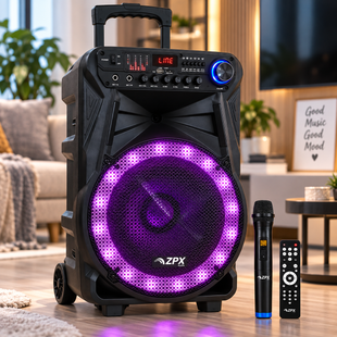 Портативная акустическая система ZPX ZX-7772 300 Вт 12" / Аккумуляторная колонка с Bluetooth, TWS + микрофон ZPX-7772 фото
