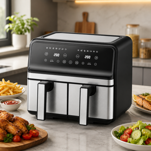 Двухкамерная аэрофритюрница Sokany SK-10041 10 л / Аэрогриль с сенсорным управлением на 10 программ 3000 Вт SK-10041 фото