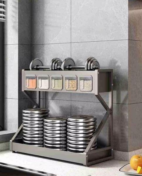 Органайзер для приправ Glaceon Spice Rack, двоярусна стійка для посуду + спецівниця, багатофункціональна сушарка посуду та спецій, містка полиця для спецій з кухонними шафами 2053801 фото