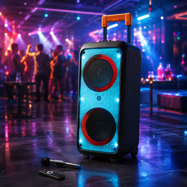 Портативна акустика ZXX-1095 80Вт / Колонка 2&times;8дюйма Bluetooth/USB/TF/AUX, FM, LED / Переносна музична колонка з мікрофоном для караоке sp8711 фото