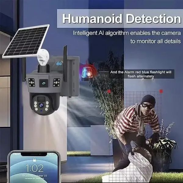 Вулична WiFi камера відеоспостереження із сонячною панеллю та двома об'єктивами TP18 Камера відеоспостереження 6Мп 2053401 фото