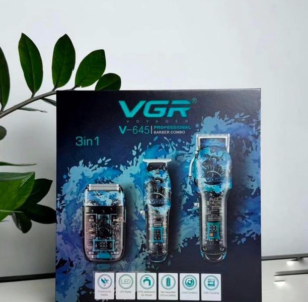 Професійний набір 3в1 VGR V-645 тример, машинка для стрижки волосся та електробритва 239V-645 фото