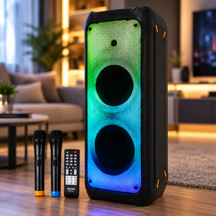 Портативная акустическая система ZPX ZX-7779 400 Вт / Беспроводная колонка с LED-подсветкой + 2 беспроводных микрофона ZPX-7779 фото