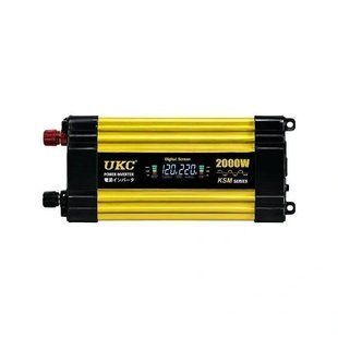 Автомобільний інвертор Жовтий / Перетворювач напруги з 12-220V, 2000Вт, 2хUSB sp10532 фото
