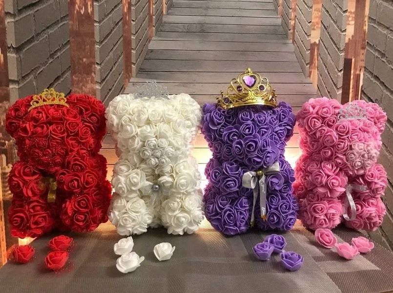 Ведмедик з троянд у подарунковій коробці 25 см ЧЕРВОНИЙ pr254158 фото